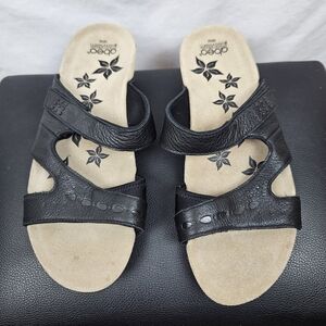 Abeo Women's Leather Ophelia Black Open Toe Sandals Sz 6 Summer‎ Vacation Beach